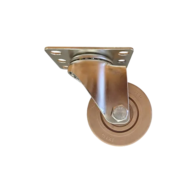 Rueda Fenólica Fibra Vidrio Placa Acero Inox 304 Giratoria 75 mm