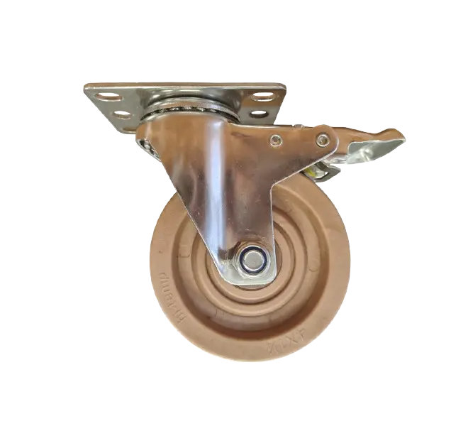 Rueda Fenólica Fibra Vidrio Placa Acero Inox 304 Giratoria Freno 100 mm