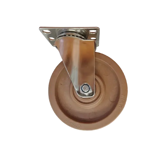 Rueda Fenólica Fibra Vidrio Placa Acero Inox 304 Giratoria 125 mm
