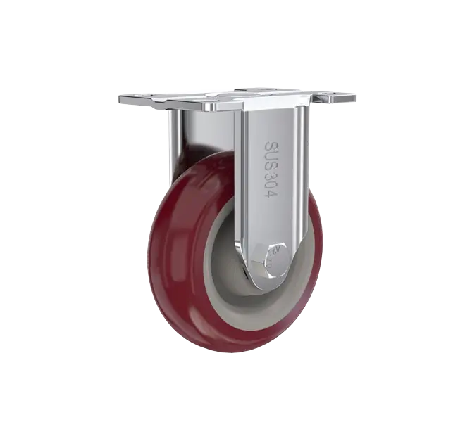 Rueda Banda PU STRONG Núcleo PP 100 mm Placa Fija Inox 304