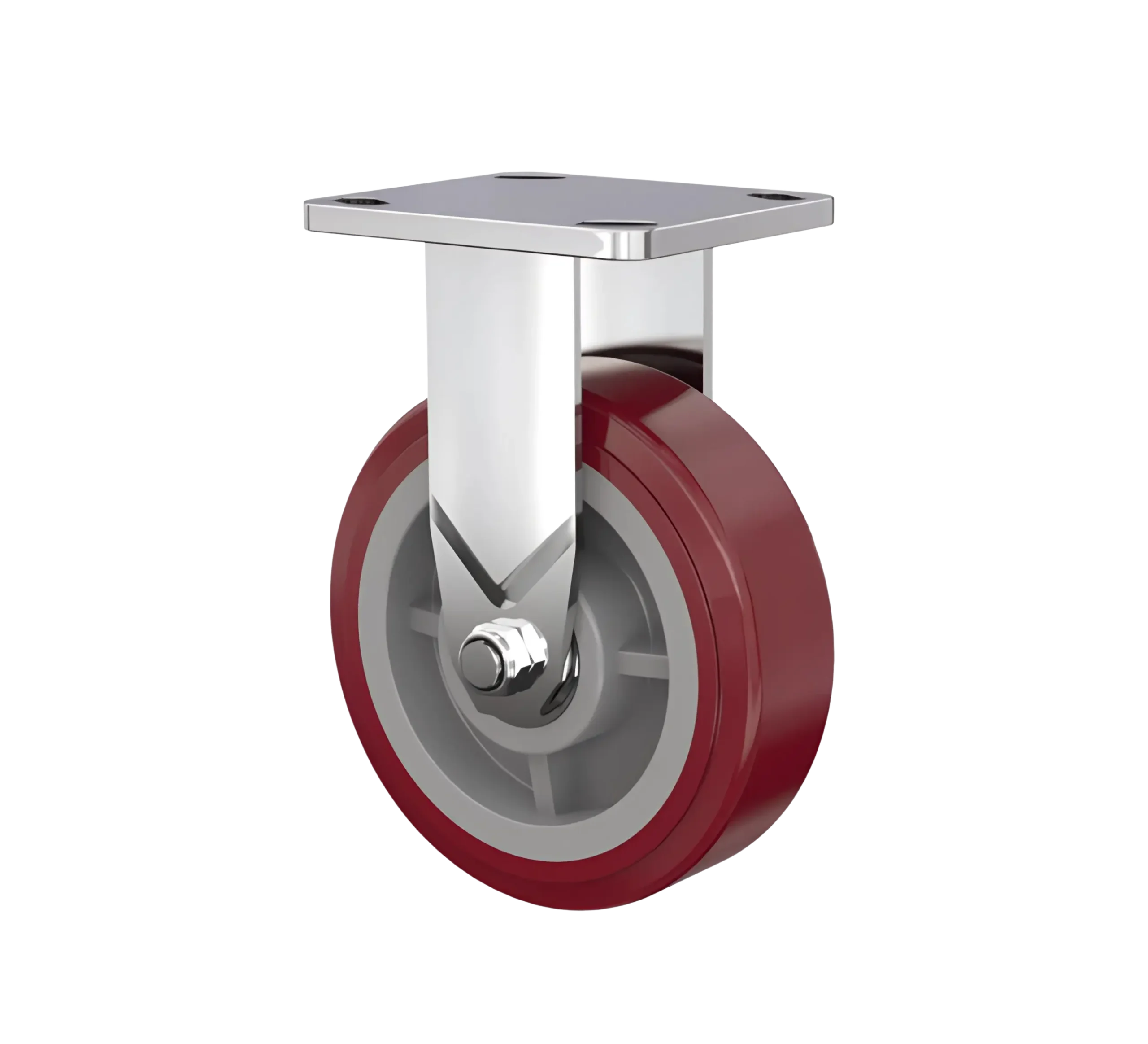 Rueda Banda PU STRONG Núcleo PP 150 mm Placa Fija Inox 304