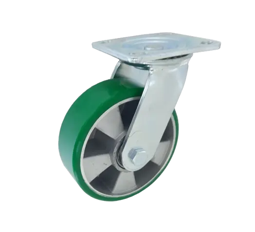 Rueda GREEN PU Verde Núcleo Aluminio Placa Giratoria