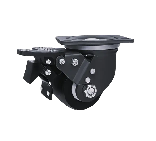 Rueda NANO BLACK Banda Poliamida 75 mm Placa Giratoria Freno