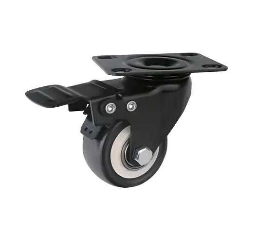 Rueda Banda PVC Negro Núcleo PP Placa Giratoria con Freno