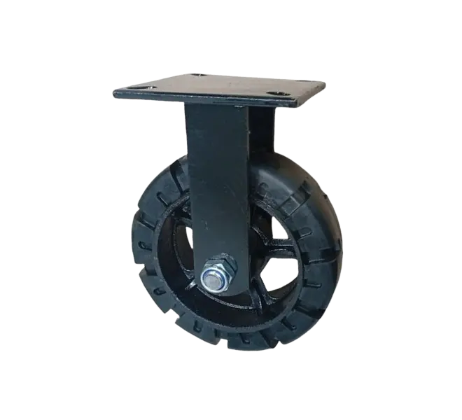 Rueda Trabajo Pesado Caucho Macizo Placa Fija Diámetro 230 mm