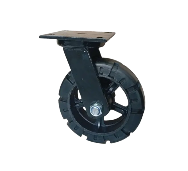 Rueda Trabajo Pesado Caucho Macizo Placa Giratoria Diámetro 230 mm
