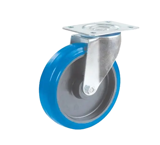 Rueda Goma Elástica Azul Núcleo Poliamida Placa Giratoria