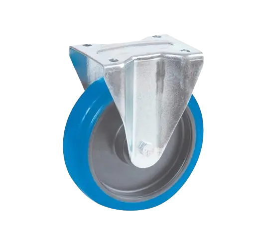 Rueda Goma Elástica Azul Núcleo Poliamida Placa Fija