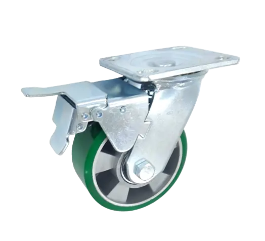 Rueda GREEN PU Verde Núcleo Aluminio Placa Giratoria Freno