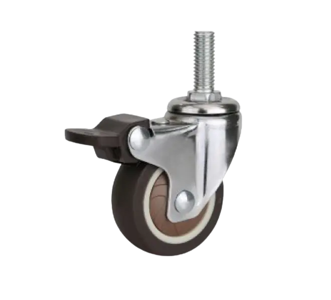 Rueda Simple Goma TPR Perno Pasante Giratoria con Freno