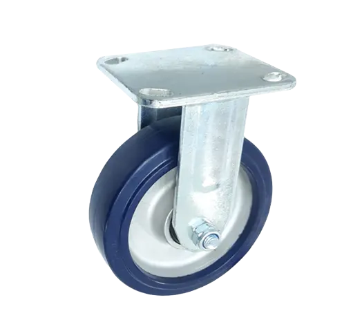Rueda Goma Elástica Azul Núcleo Hierro Placa Fija