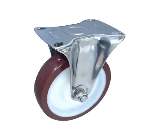 Rueda Banda PU Núcleo Poliamida Placa Fija Inox