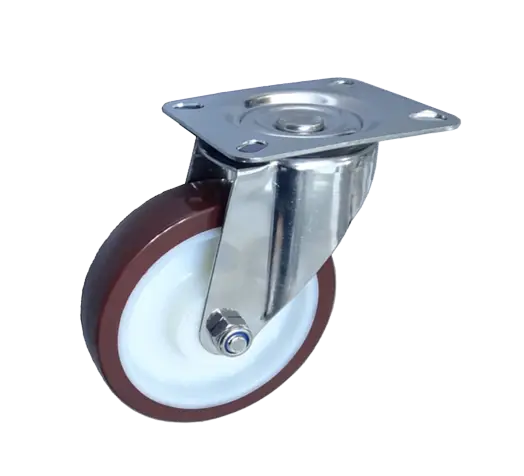 Rueda Banda PU Núcleo Poliamida Placa Giratoria Inox