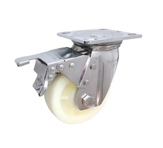 Rueda Poliamida PA Placa Giratoria con Freno INOX 304