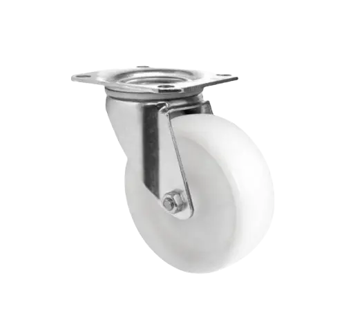 Rueda Nylon Blanca Placa Giratoria