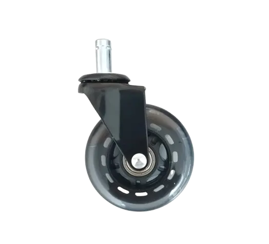 Rueda Skate PU Gris Placa Vástago Pasante Giratoria