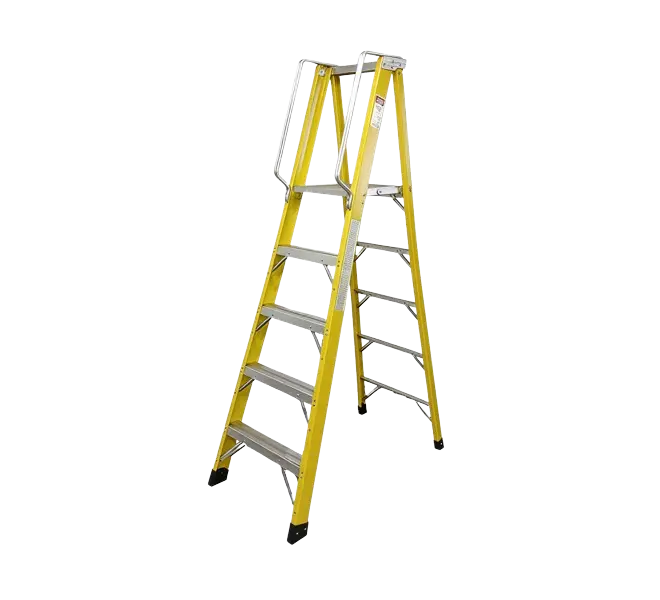 Escalera de Tijera 5 Peldaños Fibra de Vidrio Pasamanos Aluminio