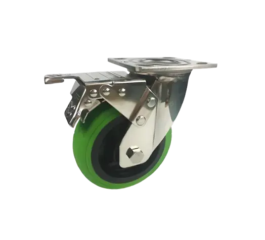 Rueda GREEN Goma TPR Placa Giratoria con Freno INOX 304